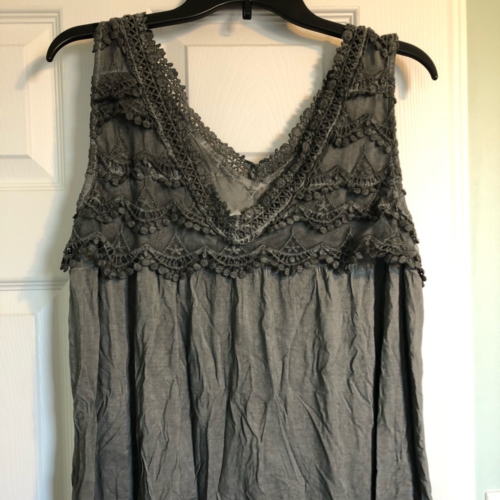 Dark gray embellished tank top